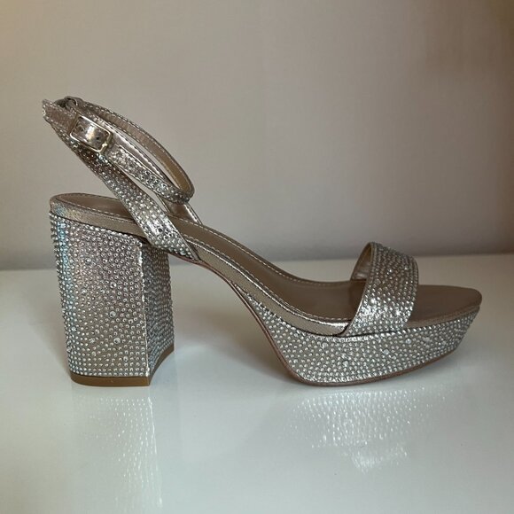 BCBGeneration "Pristal" Rhinestone Platform Sandal - Size 8 - Color Platino - Picture 2 of 13